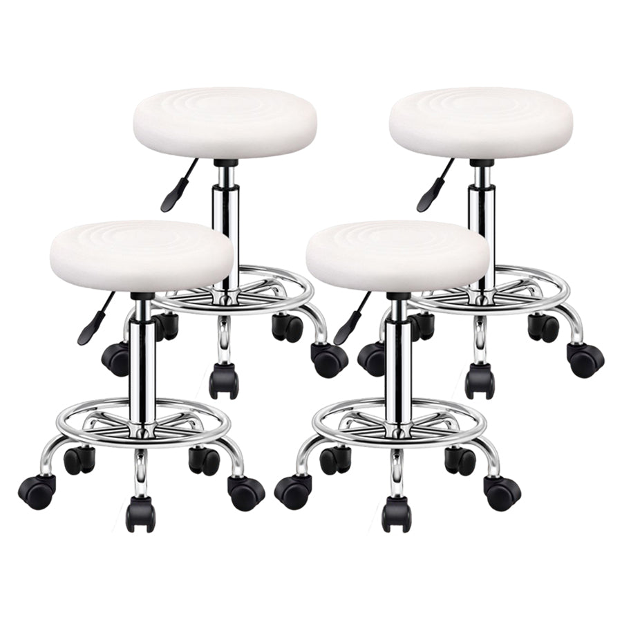 Modern Liftable Rotatable Counter Stool Steel Beauty Shop Bar Stool with Leather Cushion Textured White 4 Piece Set Clearhalo 'Bar Furniture' 'Bar Stools' 'bar_stools' 'furn' 'furn_bar_stools' 'furniture_bar_stools' 'Kitchen & Dining Furniture' 'kitchen&dining_furn' 'kitchen' 'kitchen_furn' Furniture' 4512701