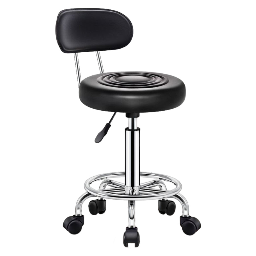 Modern Liftable Rotatable Counter Stool Steel Beauty Shop Bar Stool with Leather Cushion Matte Black 1 Piece Clearhalo 'Bar Furniture' 'Bar Stools' 'bar_stools' 'furn' 'furn_bar_stools' 'furniture_bar_stools' 'Kitchen & Dining Furniture' 'kitchen&dining_furn' 'kitchen' 'kitchen_furn' Furniture' 4512702