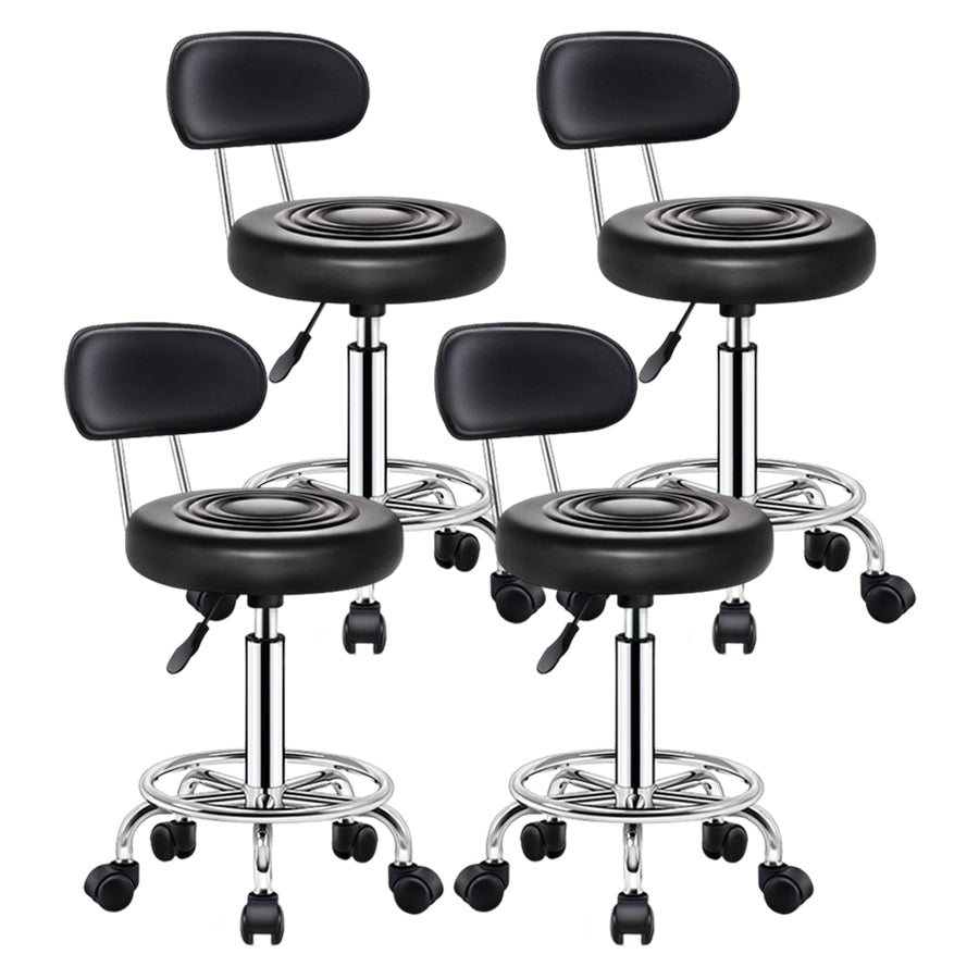 Modern Liftable Rotatable Counter Stool Steel Beauty Shop Bar Stool with Leather Cushion Matte Black 4 Piece Set Clearhalo 'Bar Furniture' 'Bar Stools' 'bar_stools' 'furn' 'furn_bar_stools' 'furniture_bar_stools' 'Kitchen & Dining Furniture' 'kitchen&dining_furn' 'kitchen' 'kitchen_furn' Furniture' 4512704
