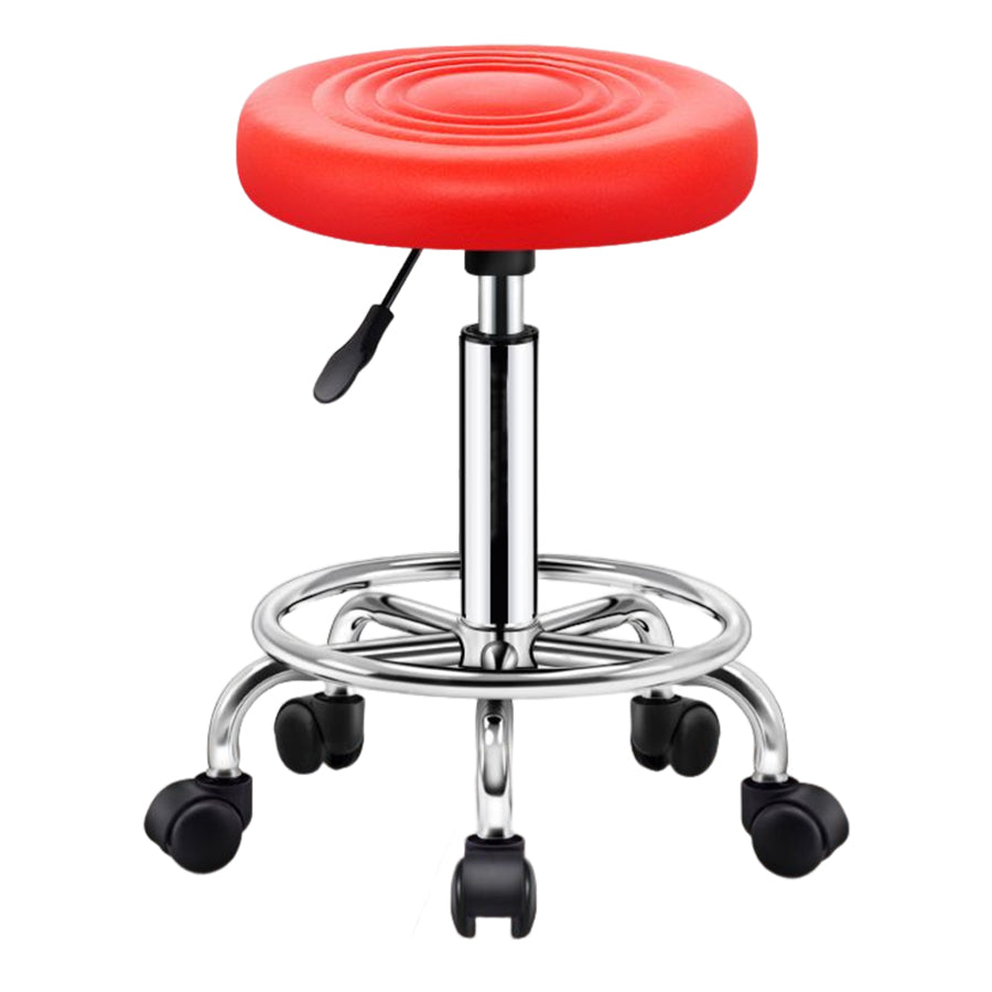 Modern Liftable Rotatable Counter Stool Steel Beauty Shop Bar Stool with Leather Cushion Crimson 1 Piece Clearhalo 'Bar Furniture' 'Bar Stools' 'bar_stools' 'furn' 'furn_bar_stools' 'furniture_bar_stools' 'Kitchen & Dining Furniture' 'kitchen&dining_furn' 'kitchen' 'kitchen_furn' Furniture' 4512705