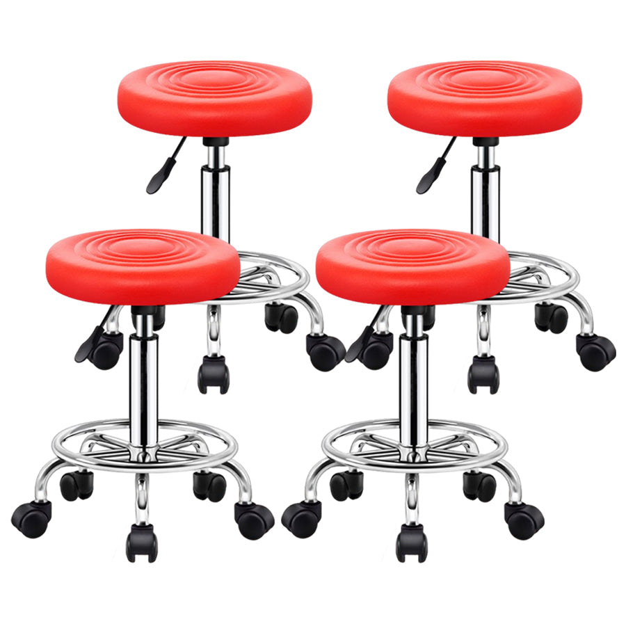 Modern Liftable Rotatable Counter Stool Steel Beauty Shop Bar Stool with Leather Cushion Crimson 4 Piece Set Clearhalo 'Bar Furniture' 'Bar Stools' 'bar_stools' 'furn' 'furn_bar_stools' 'furniture_bar_stools' 'Kitchen & Dining Furniture' 'kitchen&dining_furn' 'kitchen' 'kitchen_furn' Furniture' 4512707