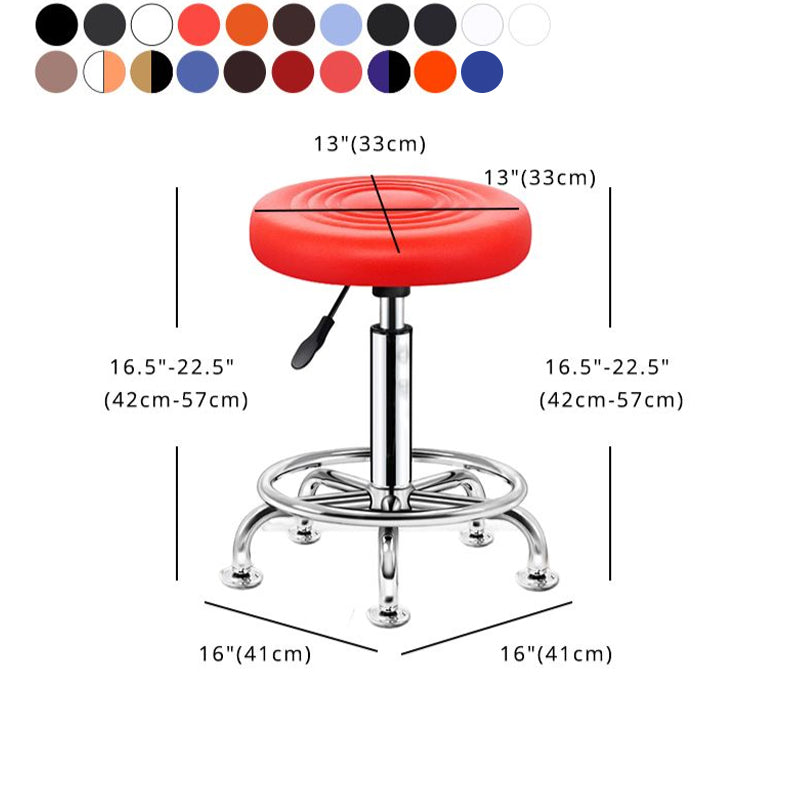 Modern Liftable Rotatable Counter Stool Steel Beauty Shop Bar Stool with Leather Cushion Clearhalo 'Bar Furniture' 'Bar Stools' 'bar_stools' 'furn' 'furn_bar_stools' 'furniture_bar_stools' 'Kitchen & Dining Furniture' 'kitchen&dining_furn' 'kitchen' 'kitchen_furn' Furniture' 4512709