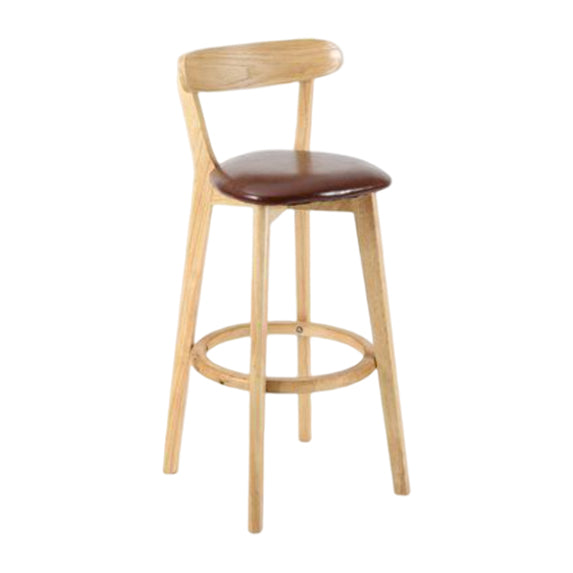 Modern Armless Backrest Counter Stool Wood Study Bar Stool with Cushion and Pedal Light Brown 1 Piece Clearhalo 'Bar Furniture' 'Bar Stools' 'bar_stools' 'furn' 'furn_bar_stools' 'furniture_bar_stools' 'Kitchen & Dining Furniture' 'kitchen&dining_furn' 'kitchen' 'kitchen_furn' Furniture' 4512720