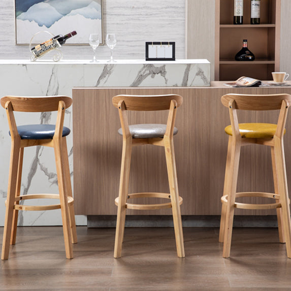 Modern Armless Backrest Counter Stool Wood Study Bar Stool with Cushion and Pedal Clearhalo 'Bar Furniture' 'Bar Stools' 'bar_stools' 'furn' 'furn_bar_stools' 'furniture_bar_stools' 'Kitchen & Dining Furniture' 'kitchen&dining_furn' 'kitchen' 'kitchen_furn' Furniture' 4512721