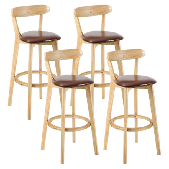 Modern Armless Backrest Counter Stool Wood Study Bar Stool with Cushion and Pedal Light Brown 4 Piece Set Clearhalo 'Bar Furniture' 'Bar Stools' 'bar_stools' 'furn' 'furn_bar_stools' 'furniture_bar_stools' 'Kitchen & Dining Furniture' 'kitchen&dining_furn' 'kitchen' 'kitchen_furn' Furniture' 4512724