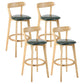 Modern Armless Backrest Counter Stool Wood Study Bar Stool with Cushion and Pedal Blackish Green 4 Piece Set Clearhalo 'Bar Furniture' 'Bar Stools' 'bar_stools' 'furn' 'furn_bar_stools' 'furniture_bar_stools' 'Kitchen & Dining Furniture' 'kitchen&dining_furn' 'kitchen' 'kitchen_furn' Furniture' 4512727