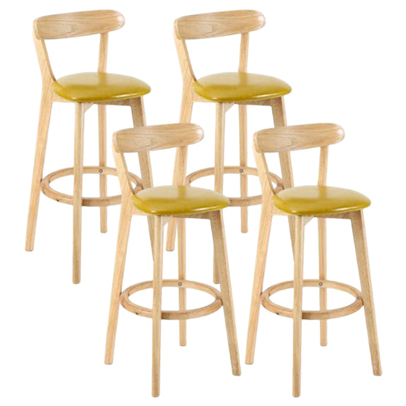Modern Armless Backrest Counter Stool Wood Study Bar Stool with Cushion and Pedal Ginger 4 Piece Set Clearhalo 'Bar Furniture' 'Bar Stools' 'bar_stools' 'furn' 'furn_bar_stools' 'furniture_bar_stools' 'Kitchen & Dining Furniture' 'kitchen&dining_furn' 'kitchen' 'kitchen_furn' Furniture' 4512730