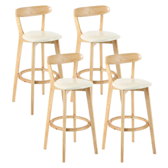Modern Armless Backrest Counter Stool Wood Study Bar Stool with Cushion and Pedal Off-White 4 Piece Set Clearhalo 'Bar Furniture' 'Bar Stools' 'bar_stools' 'furn' 'furn_bar_stools' 'furniture_bar_stools' 'Kitchen & Dining Furniture' 'kitchen&dining_furn' 'kitchen' 'kitchen_furn' Furniture' 4512733