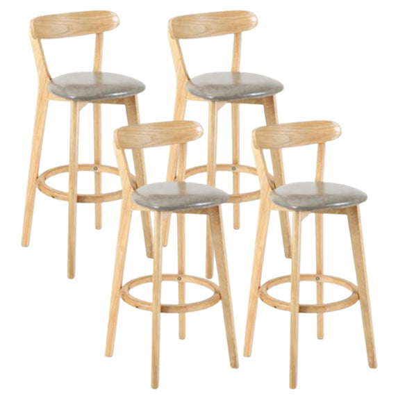 Modern Armless Backrest Counter Stool Wood Study Bar Stool with Cushion and Pedal Grey 4 Piece Set Clearhalo 'Bar Furniture' 'Bar Stools' 'bar_stools' 'furn' 'furn_bar_stools' 'furniture_bar_stools' 'Kitchen & Dining Furniture' 'kitchen&dining_furn' 'kitchen' 'kitchen_furn' Furniture' 4512736