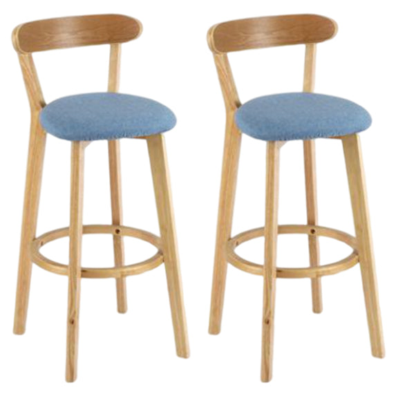 Modern Armless Backrest Counter Stool Wood Study Bar Stool with Cushion and Pedal Light Blue 2 Piece Set Clearhalo 'Bar Furniture' 'Bar Stools' 'bar_stools' 'furn' 'furn_bar_stools' 'furniture_bar_stools' 'Kitchen & Dining Furniture' 'kitchen&dining_furn' 'kitchen' 'kitchen_furn' Furniture' 4512738