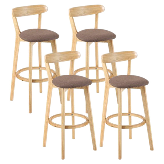 Modern Armless Backrest Counter Stool Wood Study Bar Stool with Cushion and Pedal Coffee 4 Piece Set Clearhalo 'Bar Furniture' 'Bar Stools' 'bar_stools' 'furn' 'furn_bar_stools' 'furniture_bar_stools' 'Kitchen & Dining Furniture' 'kitchen&dining_furn' 'kitchen' 'kitchen_furn' Furniture' 4512742