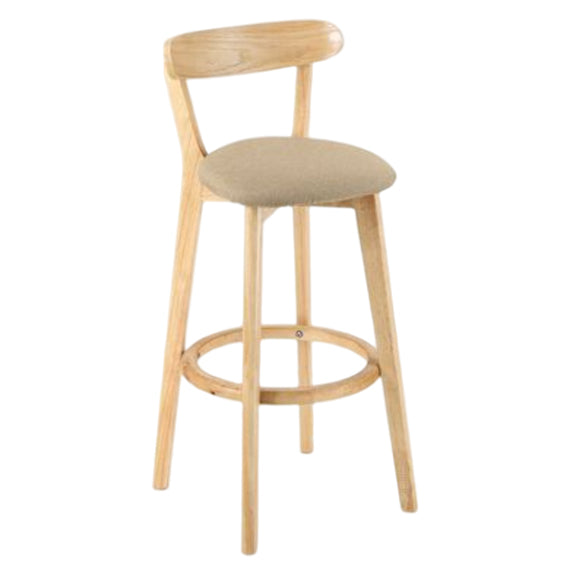 Modern Armless Backrest Counter Stool Wood Study Bar Stool with Cushion and Pedal Khaki 1 Piece Clearhalo 'Bar Furniture' 'Bar Stools' 'bar_stools' 'furn' 'furn_bar_stools' 'furniture_bar_stools' 'Kitchen & Dining Furniture' 'kitchen&dining_furn' 'kitchen' 'kitchen_furn' Furniture' 4512743