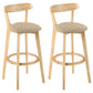 Modern Armless Backrest Counter Stool Wood Study Bar Stool with Cushion and Pedal Khaki 2 Piece Set Clearhalo 'Bar Furniture' 'Bar Stools' 'bar_stools' 'furn' 'furn_bar_stools' 'furniture_bar_stools' 'Kitchen & Dining Furniture' 'kitchen&dining_furn' 'kitchen' 'kitchen_furn' Furniture' 4512744