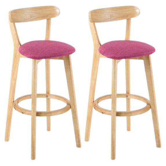 Modern Armless Backrest Counter Stool Wood Study Bar Stool with Cushion and Pedal Rose Red 2 Piece Set Clearhalo 'Bar Furniture' 'Bar Stools' 'bar_stools' 'furn' 'furn_bar_stools' 'furniture_bar_stools' 'Kitchen & Dining Furniture' 'kitchen&dining_furn' 'kitchen' 'kitchen_furn' Furniture' 4512750