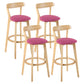 Modern Armless Backrest Counter Stool Wood Study Bar Stool with Cushion and Pedal Rose Red 4 Piece Set Clearhalo 'Bar Furniture' 'Bar Stools' 'bar_stools' 'furn' 'furn_bar_stools' 'furniture_bar_stools' 'Kitchen & Dining Furniture' 'kitchen&dining_furn' 'kitchen' 'kitchen_furn' Furniture' 4512751