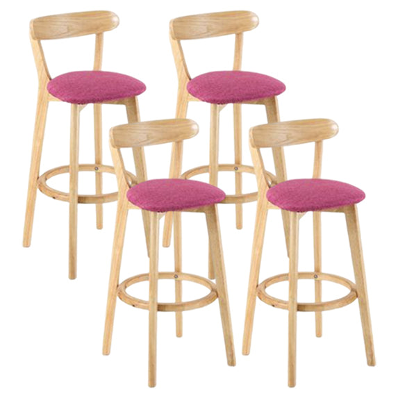 Modern Armless Backrest Counter Stool Wood Study Bar Stool with Cushion and Pedal Rose Red 4 Piece Set Clearhalo 'Bar Furniture' 'Bar Stools' 'bar_stools' 'furn' 'furn_bar_stools' 'furniture_bar_stools' 'Kitchen & Dining Furniture' 'kitchen&dining_furn' 'kitchen' 'kitchen_furn' Furniture' 4512751