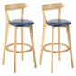 Modern Armless Backrest Counter Stool Wood Study Bar Stool with Cushion and Pedal Dark Blue 2 Piece Set Clearhalo 'Bar Furniture' 'Bar Stools' 'bar_stools' 'furn' 'furn_bar_stools' 'furniture_bar_stools' 'Kitchen & Dining Furniture' 'kitchen&dining_furn' 'kitchen' 'kitchen_furn' Furniture' 4512756