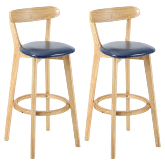 Modern Armless Backrest Counter Stool Wood Study Bar Stool with Cushion and Pedal Dark Blue 2 Piece Set Clearhalo 'Bar Furniture' 'Bar Stools' 'bar_stools' 'furn' 'furn_bar_stools' 'furniture_bar_stools' 'Kitchen & Dining Furniture' 'kitchen&dining_furn' 'kitchen' 'kitchen_furn' Furniture' 4512756