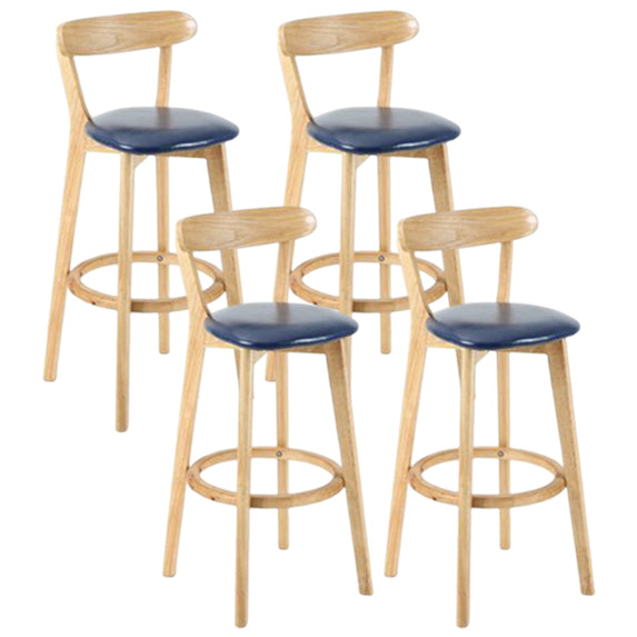 Modern Armless Backrest Counter Stool Wood Study Bar Stool with Cushion and Pedal Dark Blue 4 Piece Set Clearhalo 'Bar Furniture' 'Bar Stools' 'bar_stools' 'furn' 'furn_bar_stools' 'furniture_bar_stools' 'Kitchen & Dining Furniture' 'kitchen&dining_furn' 'kitchen' 'kitchen_furn' Furniture' 4512757