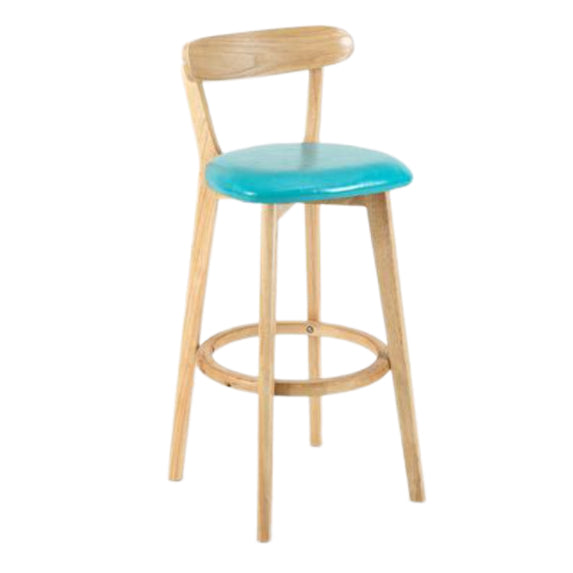 Modern Armless Backrest Counter Stool Wood Study Bar Stool with Cushion and Pedal Sky Blue 1 Piece Clearhalo 'Bar Furniture' 'Bar Stools' 'bar_stools' 'furn' 'furn_bar_stools' 'furniture_bar_stools' 'Kitchen & Dining Furniture' 'kitchen&dining_furn' 'kitchen' 'kitchen_furn' Furniture' 4512761