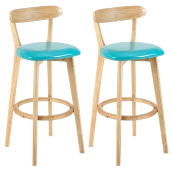 Modern Armless Backrest Counter Stool Wood Study Bar Stool with Cushion and Pedal Sky Blue 2 Piece Set Clearhalo 'Bar Furniture' 'Bar Stools' 'bar_stools' 'furn' 'furn_bar_stools' 'furniture_bar_stools' 'Kitchen & Dining Furniture' 'kitchen&dining_furn' 'kitchen' 'kitchen_furn' Furniture' 4512762