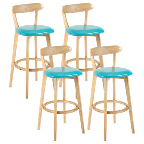 Modern Armless Backrest Counter Stool Wood Study Bar Stool with Cushion and Pedal Sky Blue 4 Piece Set Clearhalo 'Bar Furniture' 'Bar Stools' 'bar_stools' 'furn' 'furn_bar_stools' 'furniture_bar_stools' 'Kitchen & Dining Furniture' 'kitchen&dining_furn' 'kitchen' 'kitchen_furn' Furniture' 4512763