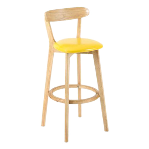 Modern Armless Backrest Counter Stool Wood Study Bar Stool with Cushion and Pedal Yellow 1 Piece Clearhalo 'Bar Furniture' 'Bar Stools' 'bar_stools' 'furn' 'furn_bar_stools' 'furniture_bar_stools' 'Kitchen & Dining Furniture' 'kitchen&dining_furn' 'kitchen' 'kitchen_furn' Furniture' 4512764