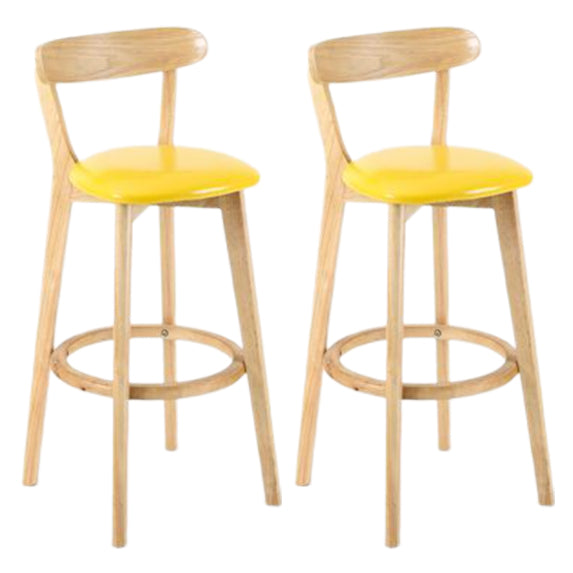 Modern Armless Backrest Counter Stool Wood Study Bar Stool with Cushion and Pedal Yellow 2 Piece Set Clearhalo 'Bar Furniture' 'Bar Stools' 'bar_stools' 'furn' 'furn_bar_stools' 'furniture_bar_stools' 'Kitchen & Dining Furniture' 'kitchen&dining_furn' 'kitchen' 'kitchen_furn' Furniture' 4512765