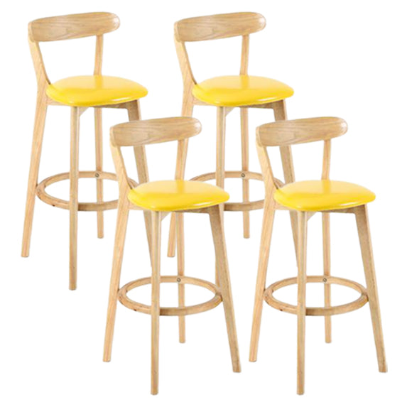 Modern Armless Backrest Counter Stool Wood Study Bar Stool with Cushion and Pedal Yellow 4 Piece Set Clearhalo 'Bar Furniture' 'Bar Stools' 'bar_stools' 'furn' 'furn_bar_stools' 'furniture_bar_stools' 'Kitchen & Dining Furniture' 'kitchen&dining_furn' 'kitchen' 'kitchen_furn' Furniture' 4512766