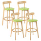 Modern Armless Backrest Counter Stool Wood Study Bar Stool with Cushion and Pedal Light Green 4 Piece Set Clearhalo 'Bar Furniture' 'Bar Stools' 'bar_stools' 'furn' 'furn_bar_stools' 'furniture_bar_stools' 'Kitchen & Dining Furniture' 'kitchen&dining_furn' 'kitchen' 'kitchen_furn' Furniture' 4512769