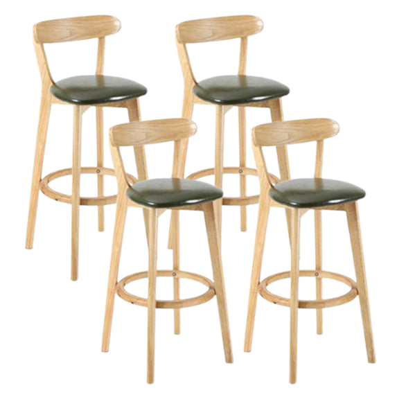 Modern Armless Backrest Counter Stool Wood Study Bar Stool with Cushion and Pedal Green 4 Piece Set Clearhalo 'Bar Furniture' 'Bar Stools' 'bar_stools' 'furn' 'furn_bar_stools' 'furniture_bar_stools' 'Kitchen & Dining Furniture' 'kitchen&dining_furn' 'kitchen' 'kitchen_furn' Furniture' 4512772