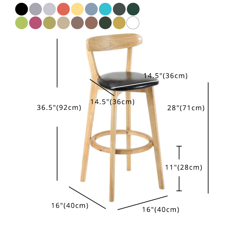 Modern Armless Backrest Counter Stool Wood Study Bar Stool with Cushion and Pedal Clearhalo 'Bar Furniture' 'Bar Stools' 'bar_stools' 'furn' 'furn_bar_stools' 'furniture_bar_stools' 'Kitchen & Dining Furniture' 'kitchen&dining_furn' 'kitchen' 'kitchen_furn' Furniture' 4512773