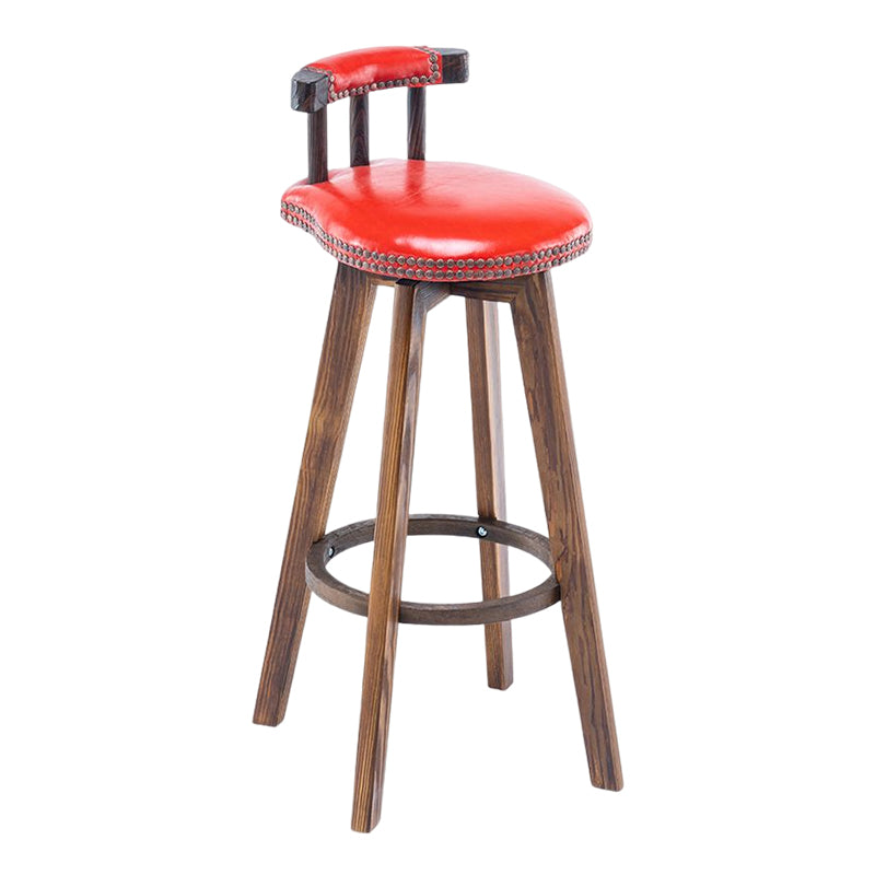 Tradition Armless Backrest Counter Stool Wood Household Bar Stool with Pedal Red 1 Piece Clearhalo 'Bar Furniture' 'Bar Stools' 'bar_stools' 'furn' 'furn_bar_stools' 'furniture_bar_stools' 'Kitchen & Dining Furniture' 'kitchen&dining_furn' 'kitchen' 'kitchen_furn' Furniture' 4512775