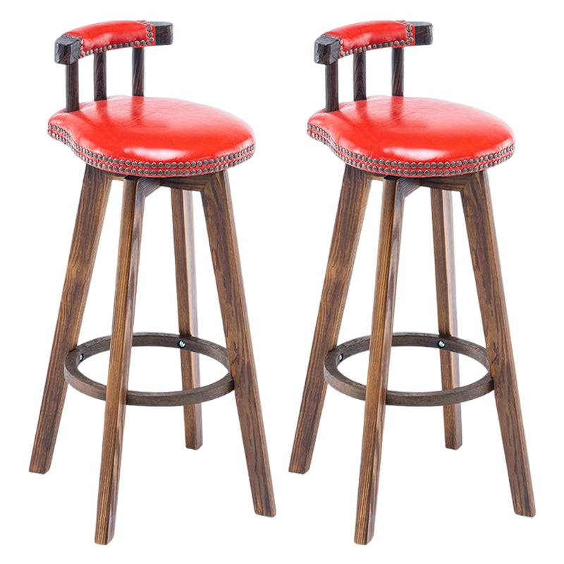 Tradition Armless Backrest Counter Stool Wood Household Bar Stool with Pedal Red 2 Piece Set Clearhalo 'Bar Furniture' 'Bar Stools' 'bar_stools' 'furn' 'furn_bar_stools' 'furniture_bar_stools' 'Kitchen & Dining Furniture' 'kitchen&dining_furn' 'kitchen' 'kitchen_furn' Furniture' 4512777