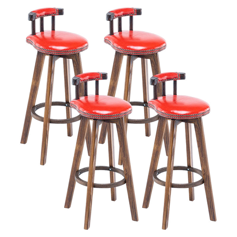 Tradition Armless Backrest Counter Stool Wood Household Bar Stool with Pedal Red 4 Piece Set Clearhalo 'Bar Furniture' 'Bar Stools' 'bar_stools' 'furn' 'furn_bar_stools' 'furniture_bar_stools' 'Kitchen & Dining Furniture' 'kitchen&dining_furn' 'kitchen' 'kitchen_furn' Furniture' 4512779