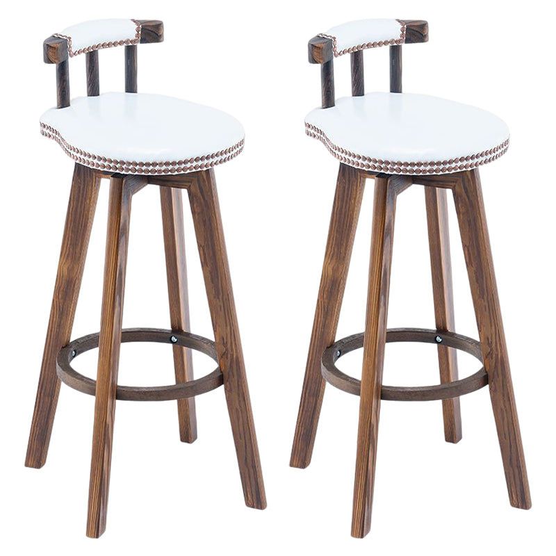 Tradition Armless Backrest Counter Stool Wood Household Bar Stool with Pedal White 2 Piece Set Clearhalo 'Bar Furniture' 'Bar Stools' 'bar_stools' 'furn' 'furn_bar_stools' 'furniture_bar_stools' 'Kitchen & Dining Furniture' 'kitchen&dining_furn' 'kitchen' 'kitchen_furn' Furniture' 4512783