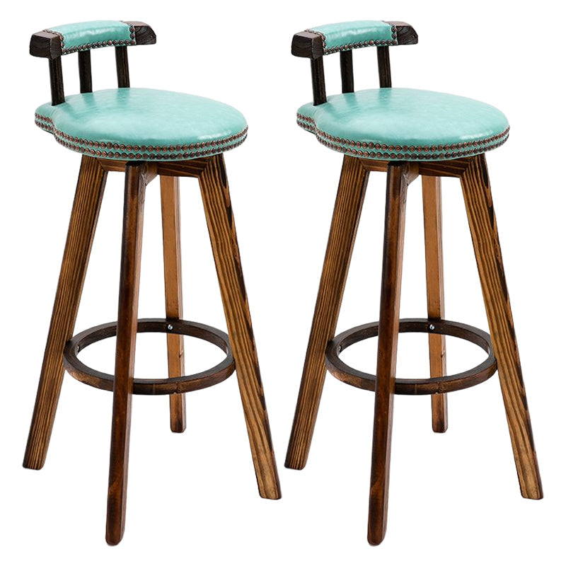 Tradition Armless Backrest Counter Stool Wood Household Bar Stool with Pedal Fluorescent Green 2 Piece Set Clearhalo 'Bar Furniture' 'Bar Stools' 'bar_stools' 'furn' 'furn_bar_stools' 'furniture_bar_stools' 'Kitchen & Dining Furniture' 'kitchen&dining_furn' 'kitchen' 'kitchen_furn' Furniture' 4512789