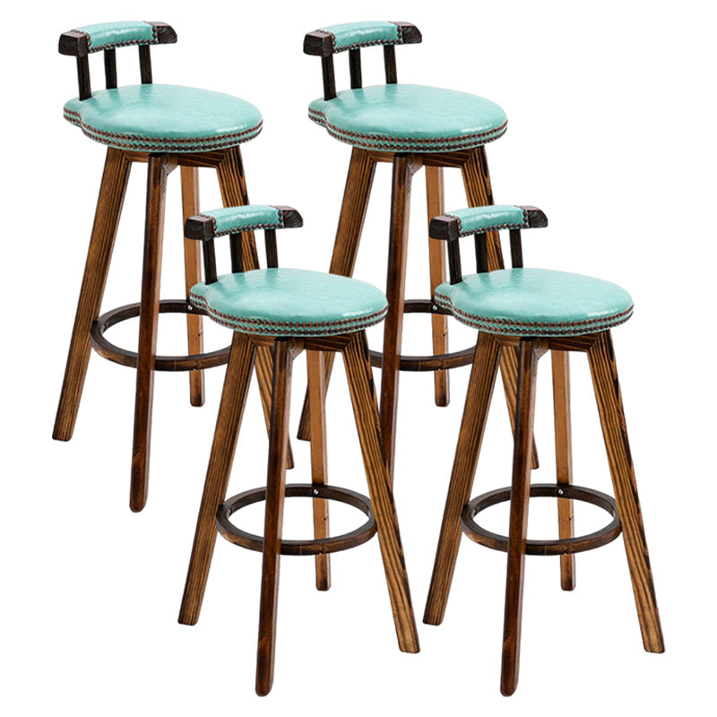 Tradition Armless Backrest Counter Stool Wood Household Bar Stool with Pedal Fluorescent Green 4 Piece Set Clearhalo 'Bar Furniture' 'Bar Stools' 'bar_stools' 'furn' 'furn_bar_stools' 'furniture_bar_stools' 'Kitchen & Dining Furniture' 'kitchen&dining_furn' 'kitchen' 'kitchen_furn' Furniture' 4512790