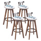 Tradition Armless Backrest Counter Stool Wood Household Bar Stool with Pedal White-Blue 4 Piece Set Clearhalo 'Bar Furniture' 'Bar Stools' 'bar_stools' 'furn' 'furn_bar_stools' 'furniture_bar_stools' 'Kitchen & Dining Furniture' 'kitchen&dining_furn' 'kitchen' 'kitchen_furn' Furniture' 4512803