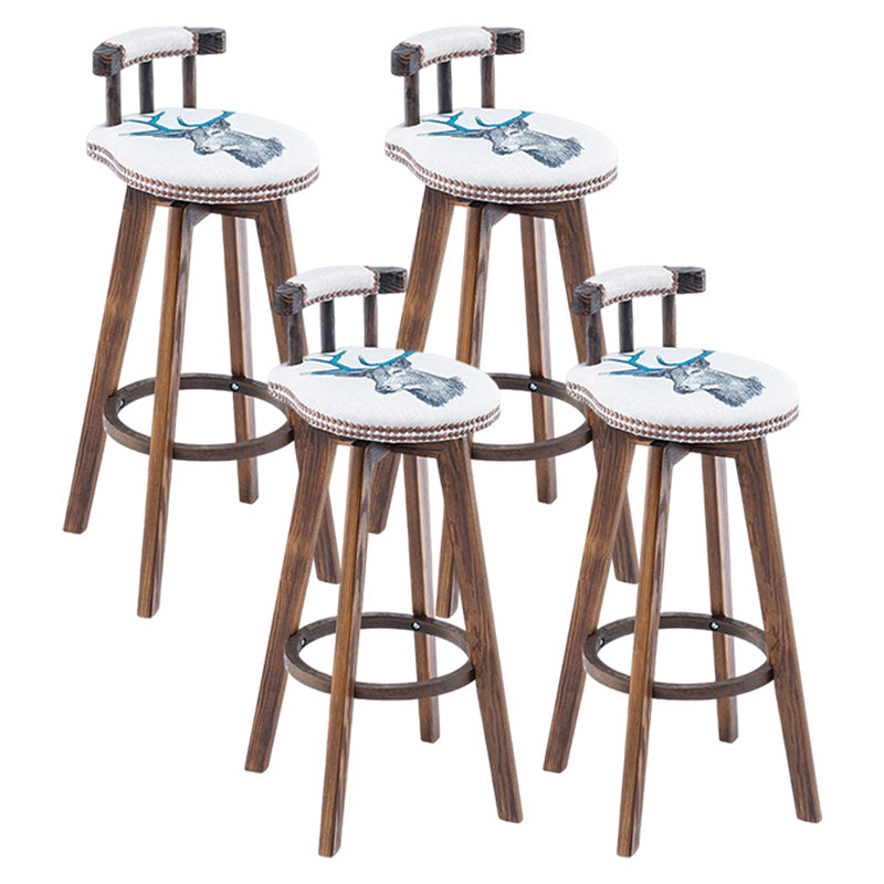 Tradition Armless Backrest Counter Stool Wood Household Bar Stool with Pedal White-Blue 4 Piece Set Clearhalo 'Bar Furniture' 'Bar Stools' 'bar_stools' 'furn' 'furn_bar_stools' 'furniture_bar_stools' 'Kitchen & Dining Furniture' 'kitchen&dining_furn' 'kitchen' 'kitchen_furn' Furniture' 4512803
