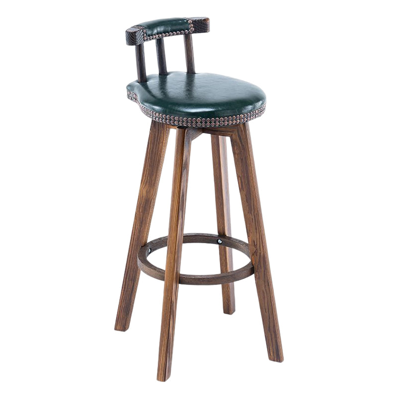 Tradition Armless Backrest Counter Stool Wood Household Bar Stool with Pedal Blackish Green 1 Piece Clearhalo 'Bar Furniture' 'Bar Stools' 'bar_stools' 'furn' 'furn_bar_stools' 'furniture_bar_stools' 'Kitchen & Dining Furniture' 'kitchen&dining_furn' 'kitchen' 'kitchen_furn' Furniture' 4512804