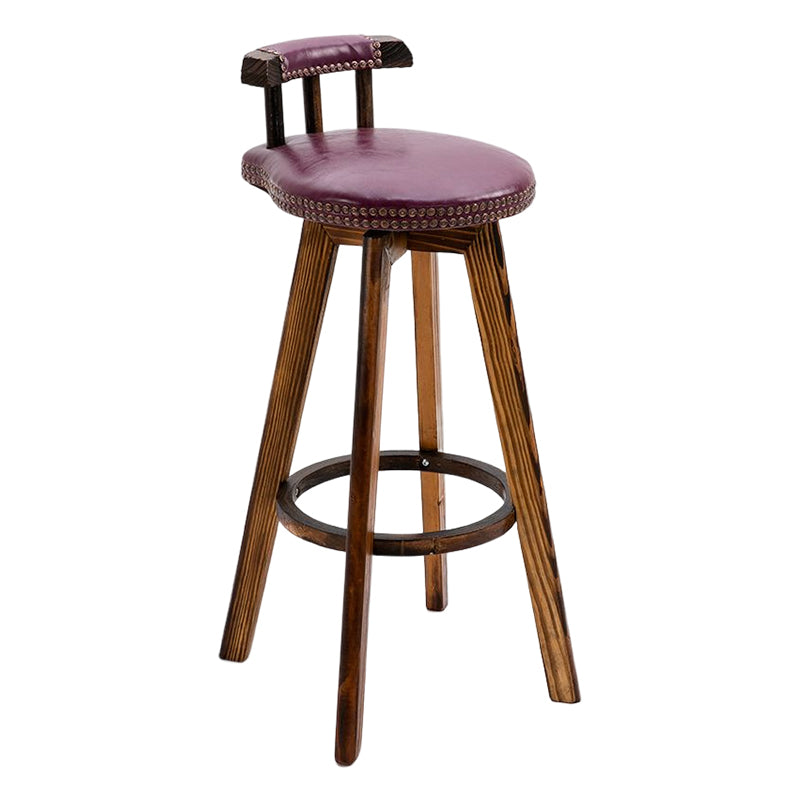 Tradition Armless Backrest Counter Stool Wood Household Bar Stool with Pedal Purple 1 Piece Clearhalo 'Bar Furniture' 'Bar Stools' 'bar_stools' 'furn' 'furn_bar_stools' 'furniture_bar_stools' 'Kitchen & Dining Furniture' 'kitchen&dining_furn' 'kitchen' 'kitchen_furn' Furniture' 4512807
