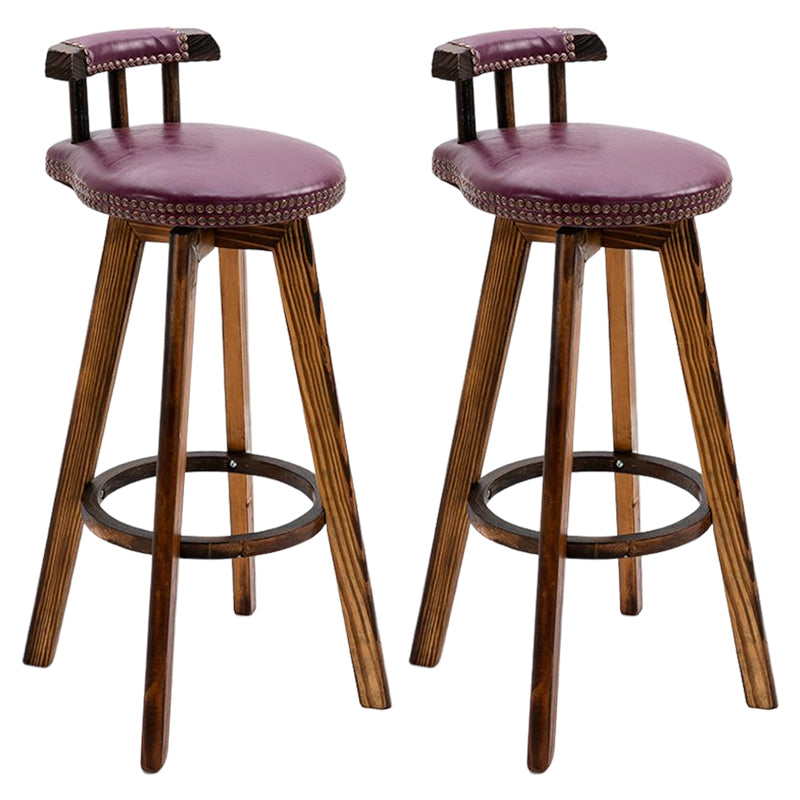 Tradition Armless Backrest Counter Stool Wood Household Bar Stool with Pedal Purple 2 Piece Set Clearhalo 'Bar Furniture' 'Bar Stools' 'bar_stools' 'furn' 'furn_bar_stools' 'furniture_bar_stools' 'Kitchen & Dining Furniture' 'kitchen&dining_furn' 'kitchen' 'kitchen_furn' Furniture' 4512808