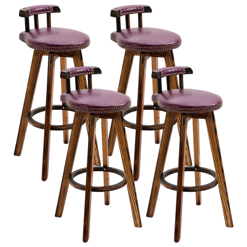 Tradition Armless Backrest Counter Stool Wood Household Bar Stool with Pedal Purple 4 Piece Set Clearhalo 'Bar Furniture' 'Bar Stools' 'bar_stools' 'furn' 'furn_bar_stools' 'furniture_bar_stools' 'Kitchen & Dining Furniture' 'kitchen&dining_furn' 'kitchen' 'kitchen_furn' Furniture' 4512809