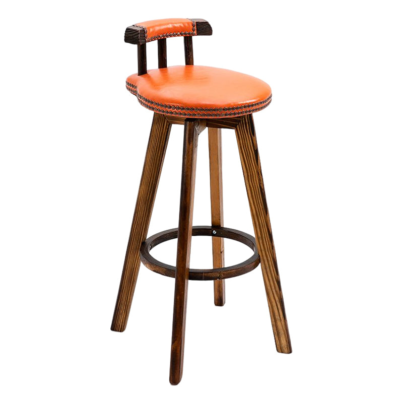 Tradition Armless Backrest Counter Stool Wood Household Bar Stool with Pedal Orange 1 Piece Clearhalo 'Bar Furniture' 'Bar Stools' 'bar_stools' 'furn' 'furn_bar_stools' 'furniture_bar_stools' 'Kitchen & Dining Furniture' 'kitchen&dining_furn' 'kitchen' 'kitchen_furn' Furniture' 4512810