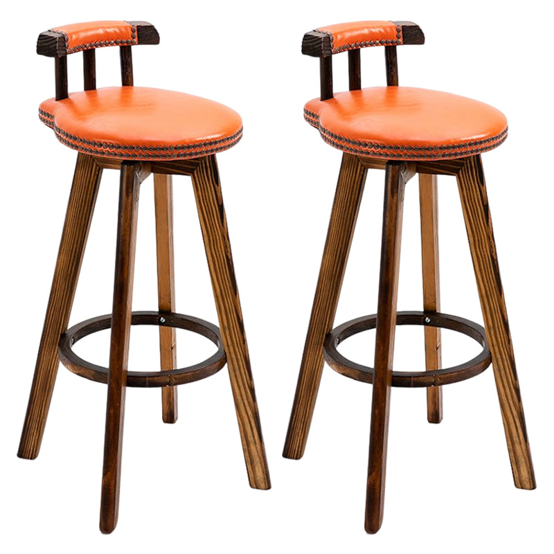 Tradition Armless Backrest Counter Stool Wood Household Bar Stool with Pedal Orange 2 Piece Set Clearhalo 'Bar Furniture' 'Bar Stools' 'bar_stools' 'furn' 'furn_bar_stools' 'furniture_bar_stools' 'Kitchen & Dining Furniture' 'kitchen&dining_furn' 'kitchen' 'kitchen_furn' Furniture' 4512811