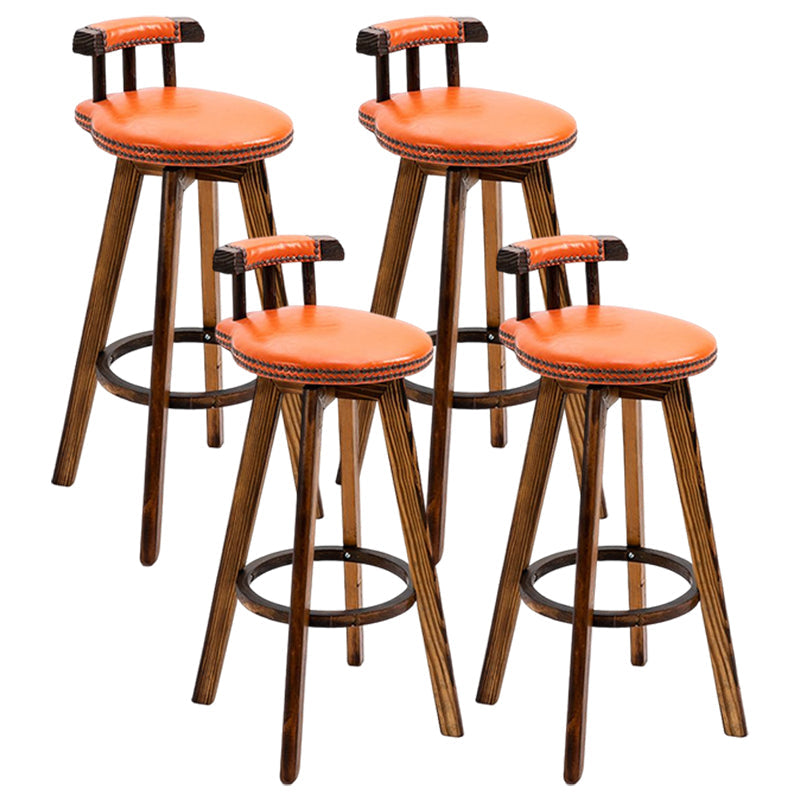 Tradition Armless Backrest Counter Stool Wood Household Bar Stool with Pedal Orange 4 Piece Set Clearhalo 'Bar Furniture' 'Bar Stools' 'bar_stools' 'furn' 'furn_bar_stools' 'furniture_bar_stools' 'Kitchen & Dining Furniture' 'kitchen&dining_furn' 'kitchen' 'kitchen_furn' Furniture' 4512812
