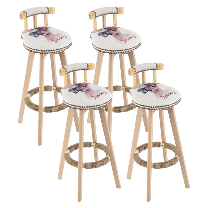 Tradition Armless Backrest Counter Stool Wood Household Bar Stool with Pedal White-Black 4 Piece Set Clearhalo 'Bar Furniture' 'Bar Stools' 'bar_stools' 'furn' 'furn_bar_stools' 'furniture_bar_stools' 'Kitchen & Dining Furniture' 'kitchen&dining_furn' 'kitchen' 'kitchen_furn' Furniture' 4512815