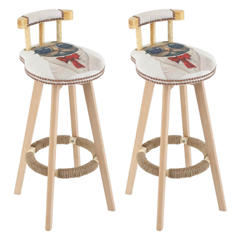 Tradition Armless Backrest Counter Stool Wood Household Bar Stool with Pedal White-Green 2 Piece Set Clearhalo 'Bar Furniture' 'Bar Stools' 'bar_stools' 'furn' 'furn_bar_stools' 'furniture_bar_stools' 'Kitchen & Dining Furniture' 'kitchen&dining_furn' 'kitchen' 'kitchen_furn' Furniture' 4512817