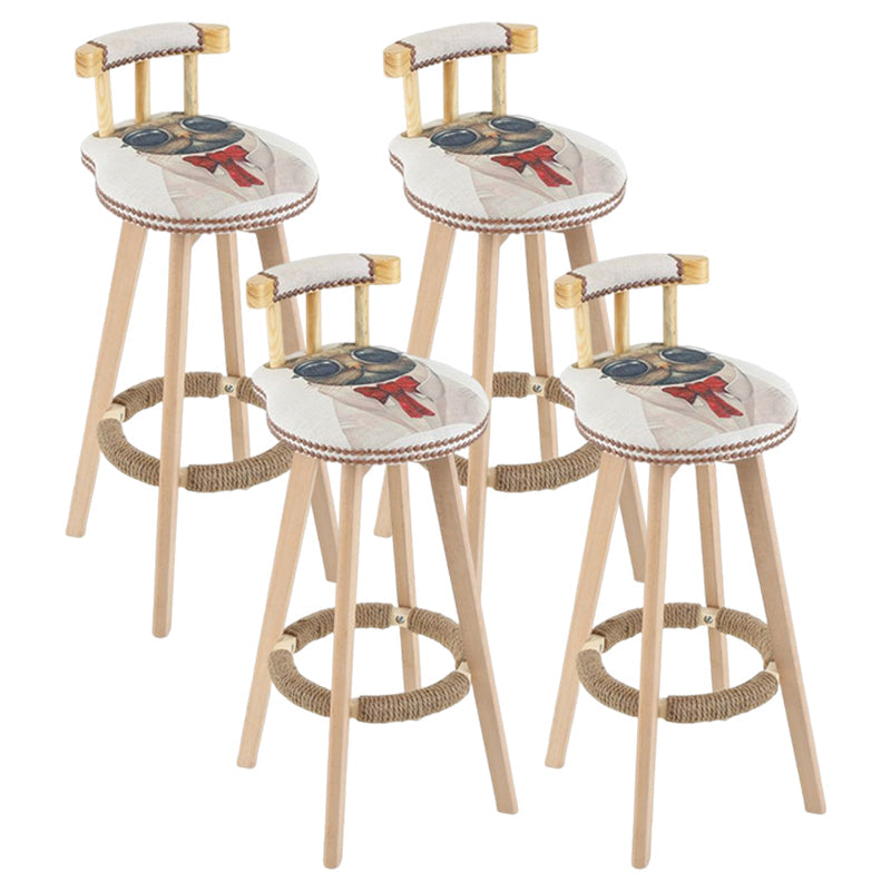 Tradition Armless Backrest Counter Stool Wood Household Bar Stool with Pedal White-Green 4 Piece Set Clearhalo 'Bar Furniture' 'Bar Stools' 'bar_stools' 'furn' 'furn_bar_stools' 'furniture_bar_stools' 'Kitchen & Dining Furniture' 'kitchen&dining_furn' 'kitchen' 'kitchen_furn' Furniture' 4512818